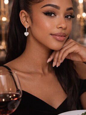 ER54-2 ove in Lights: Sterling Silver Moissanite Hearts